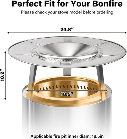 HGD Firepit Heat Deflector for 19.5" Solo Stove Bonfire - Portable 304 Stainless Steel Heat Diffuser Captures & Redirects Warmth, Detachable Firepit Camping Accessory