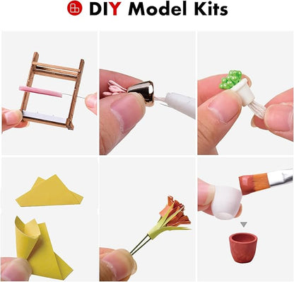 ROBOTIME DIY Dollhouse Kit Mini House with Furnitures Accessories 1:24 Scale Craft Kit - Emily's Flower Shop