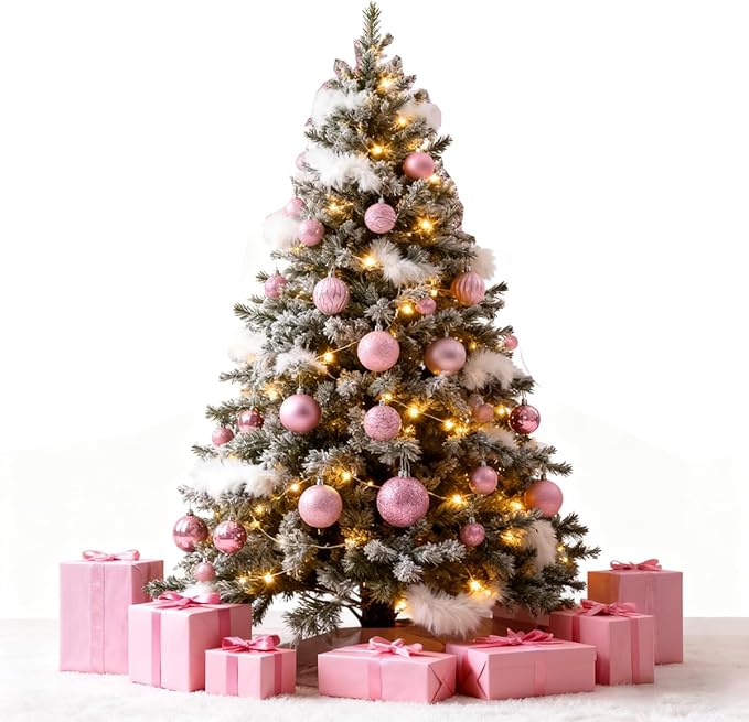 LANGXUN 36pcs Light Pink Christmas Tree Decorations Balls, Bolas De Navidad, 2025 Christmas Decor, Indoor Outdoor Shatterproof Christmas Ornaments, Xmars Party Wedding Suppiles