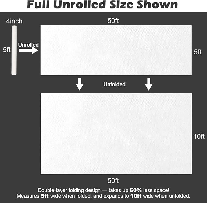 BTPLASTIK Frost Protection Covers for Outdoor Plants 10 x 50Ft, Winter Plant Blankets Freeze Cloths, Folded Rolling Plant Covers Freeze Protection for Raised Beds, Fruit Trees & Shrubs