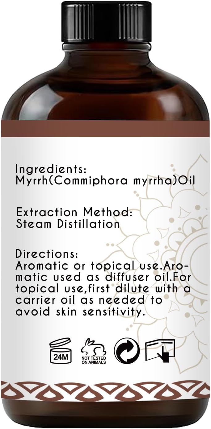 Myrrh Essential Oil, Pure Natural Myrrh Oil for Skin Hair Diffuser Room Spray DIY - 4 Oz