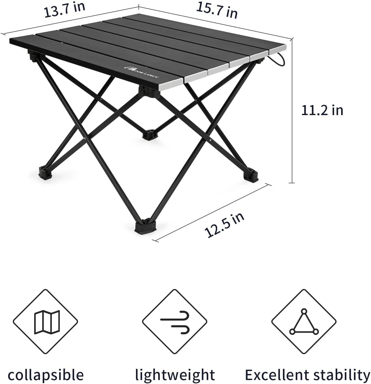 MOON LENCE Folding Beach Table, Small Folding Table, Outdoor Ultralight Aluminum Camping Table, Portable Compact Backpacking, Travel Table for Beach, Picnics, Cooking, Hiking