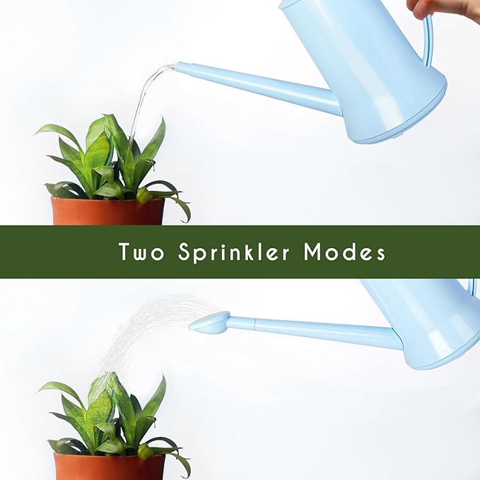 XXXFLOWER 1/2 Gallon Small Indoor Plant Watering Can, 2L Long Spout Removable Nozzle Flower Watering Pot for Office House Indoor Garden（Blue, 67 oz）