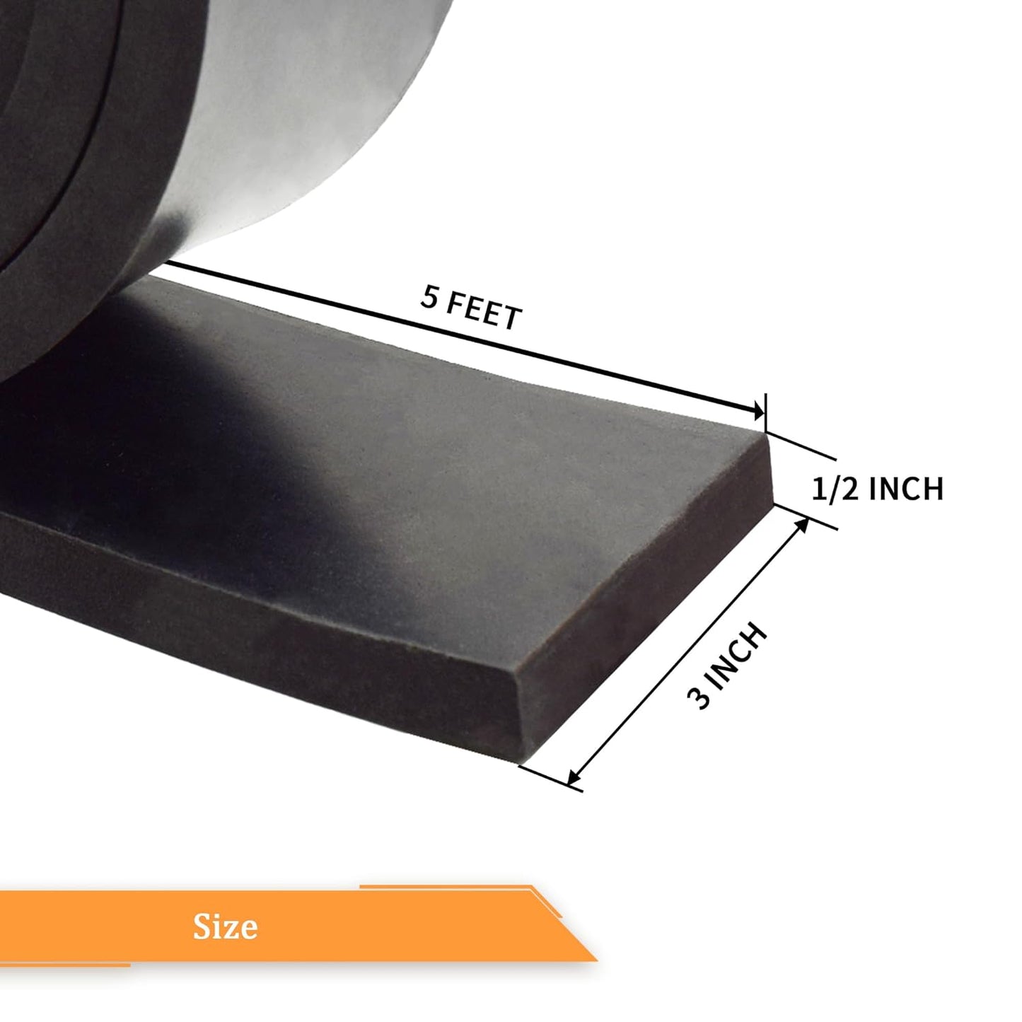 Neoprene Rubber Strips 1/2(.500)" Thick X 3" Wide X 5' Long, Solid Rubber Rolls Use for Gaskets DIY Material, Supports, Leveling, Sealing, Bumpers, Protection, Abrasion, Flooring