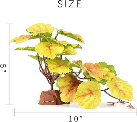 Reptile Fake Plants for Terrarium Decor, Snake Tank Accessories for Leopard Gecko Ball Python Bearded Dragon Crested Gecko Tortoise Frog Lizard Spider - Fake Heuchera Micrantha Yellow