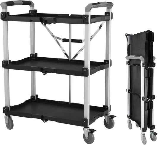 Olympia Tools 85-189 Pack N Roll Collapsible Service Cart, XL, 300LB Capacity, Black
