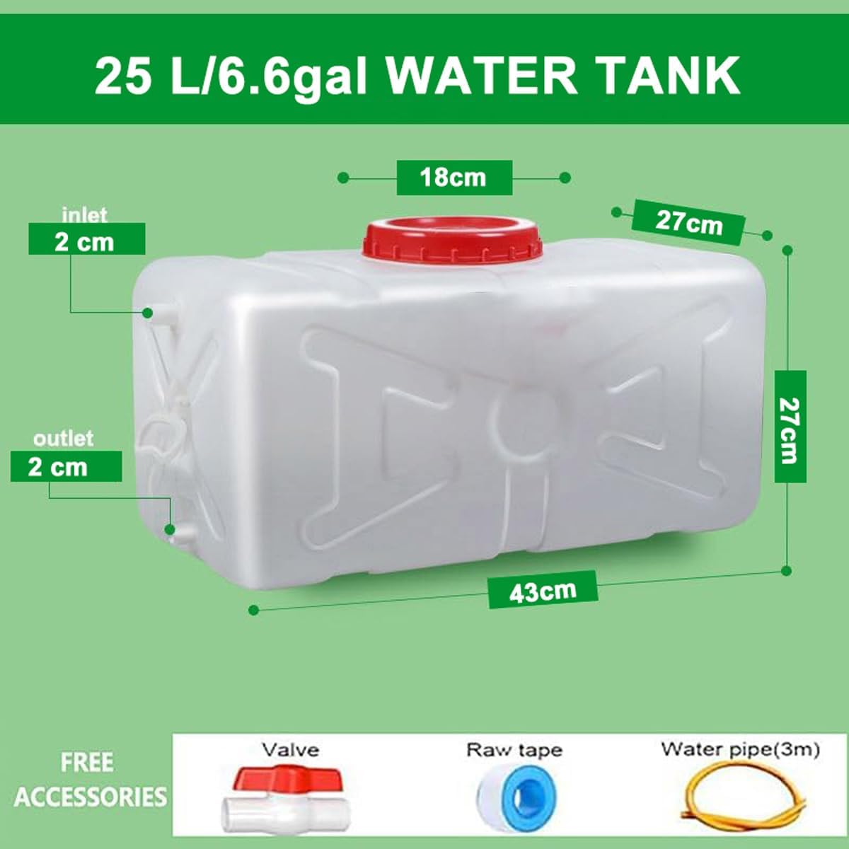 Water Storage Tank for Camping, Plastic Water Containers with Spigot for Emergency Water Storage Household Outdoor Camping Hiking Self-Driving Tour(Size:25L/6.6gallon)