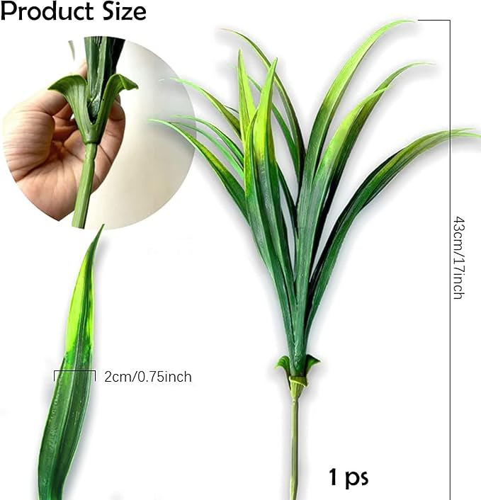 16 Pcs Outdoor Fake Plants UV Resistant Artificial Tall Grass Plants Faux Tropical Flowers Bushes Fall Winter Summer Planters Yard Patio Front Porch Décor Plastic Greenery Shrubs Decoration
