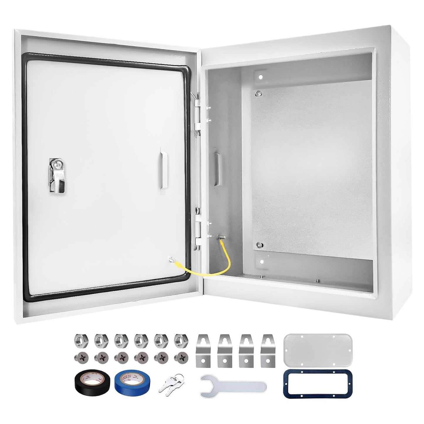 Outdoor Electrical Box 16 x 12 x 6''D NEMA 4X Enclosure Steel Box, Waterproof & Dustproof Outdoor/Indoor Lockable Electrical Junction Box, with Mounting Plate