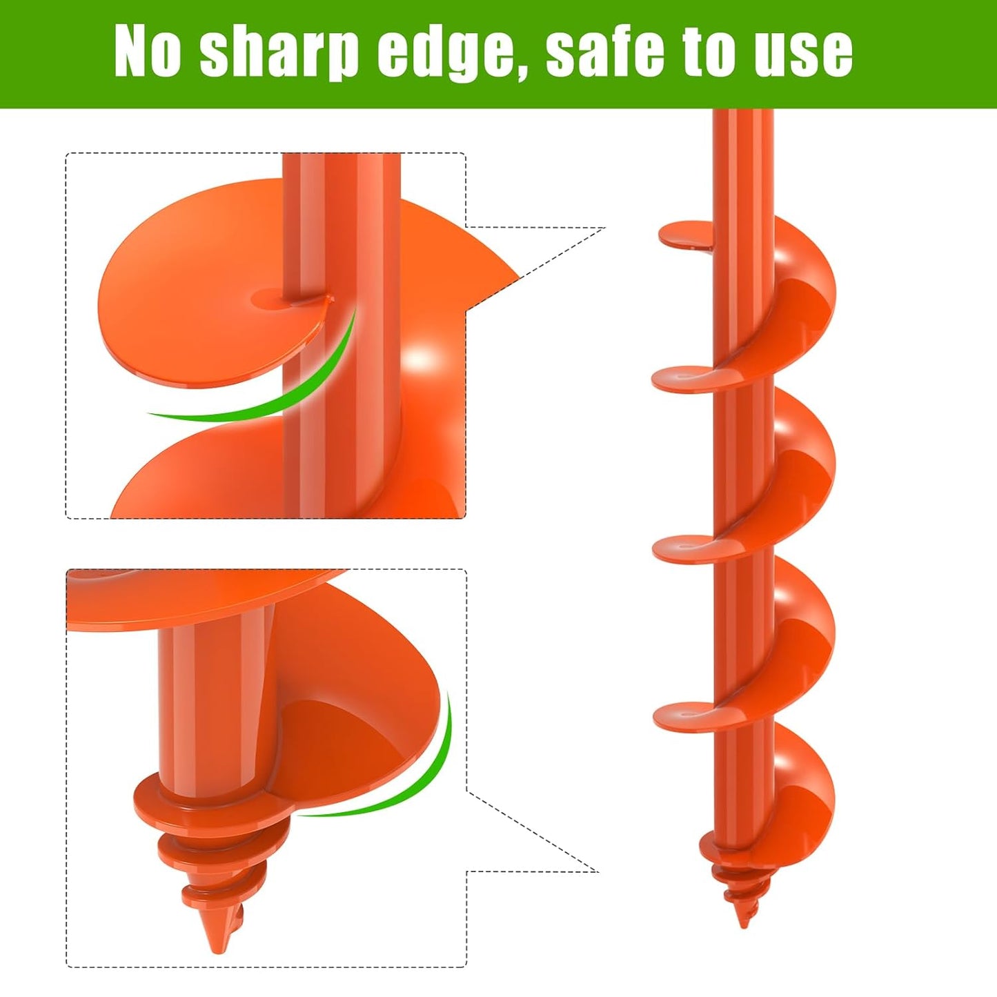 Auger Drill Bit for Planting 3 x 24'', Threaded Garden Auger Post Hole Digger, Spiral Drill Earth Dirt Augers for Bulb, Vegetables, Fence Posts and Umbrella Holes, Fits in 3/8” Drill Chuck