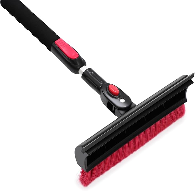 POWERJET 39”- 61” 3-1 Pivot Long Snow Brush with Ice Scrapper (C80000), Window Squeegee, Snow Broom Head, Pin Lock Telescopic with Soft EVA Grip, Ice Scraper Combo, Cars, SUVs