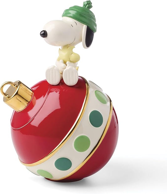Lenox 897695 Snoopy Christmas Cookie Jar, Christmas, Kitchen, Festive Holiday Décor