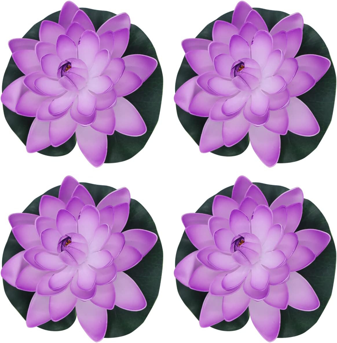 FZBNSRKO Artificial Lotus,4PCS 7.1" Inch Floating Foam Lotus Flowers for Pool,Realistic Water Lily Pads for Home Outdoor Patio Pond Wedding Party Decorations,Light Purple