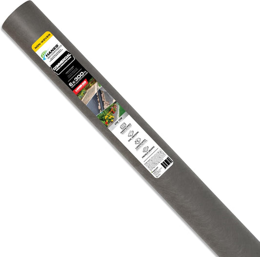 Hanes Geo Nonwoven Landscape Fabric 6' x 300' – Heavy Duty Weed Barrier for Commercial Landscaping, Walkways & Erosion Control (Gray)