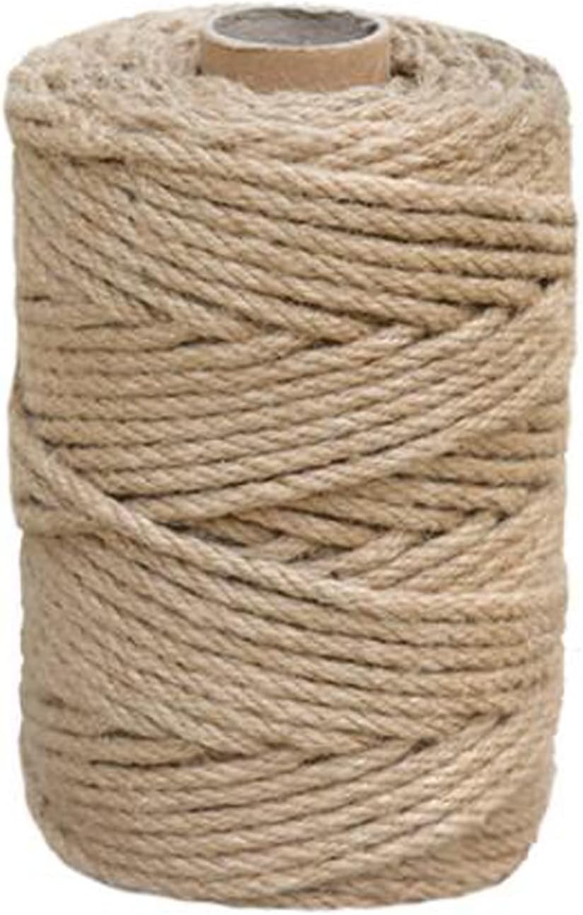 1/4 in (6 mm) X 328 Ft (100 Meters) Jute Twine Rope String for Home Decorating, Cat Scratcher Post Tree, DIY Arts Crafts, Garden, Binding, Packing Material