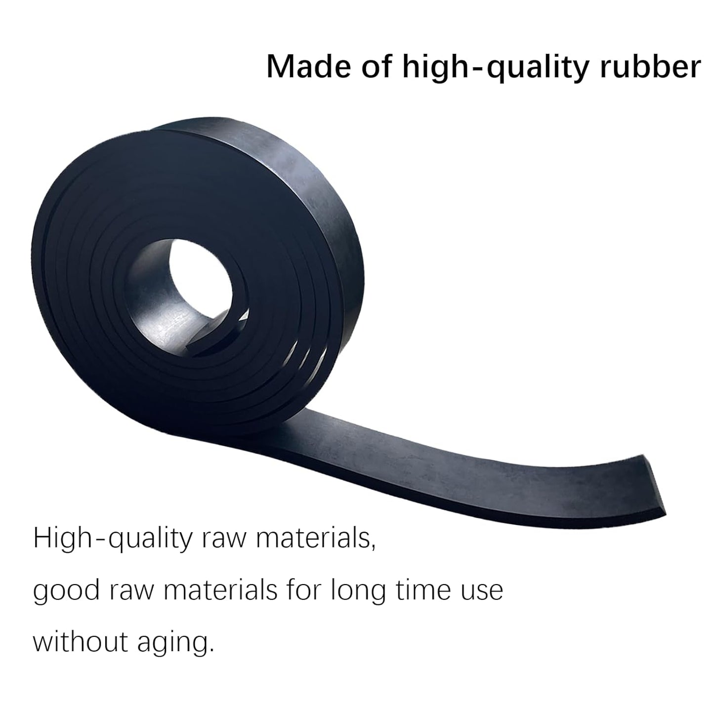 Solid Rubber Strips, Sheet, Rolls 1/4 (.25)" Thick X 2" Wide X 10'Long, Solid Rubber Rolls for DIY Gaskets, Anti-Slip Pads, Flooring, Bumpers