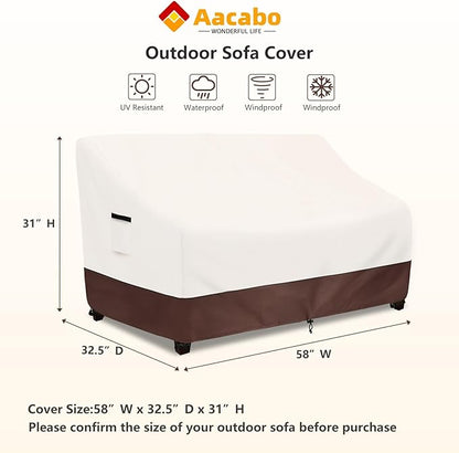 Outdoor Couch Covers,58 Inches Outdoor Sofa Cover, Waterproof Patio Furniture Cover,Furniture Covers for Patio Seating (Beige)