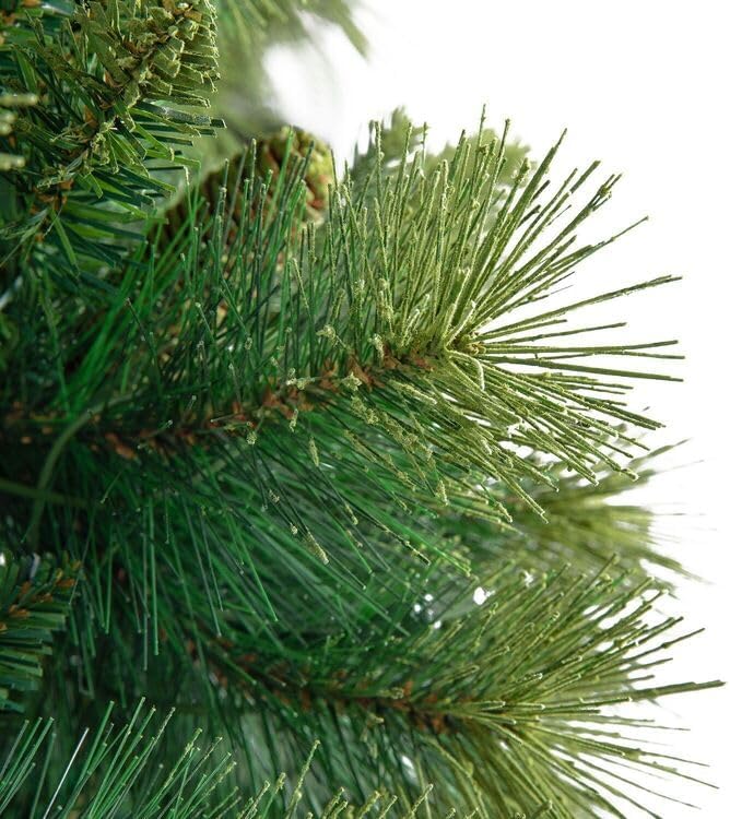 Naomi Home 4.5ft Christmas Tree with Lights, Realistic Traditional Prelit with Pine Cones, Foot Pedal 561 Branch Tips, 300 Warm Lights and Metal Stand, Aritificial Tree