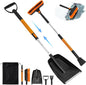5-in-1 Ice Scrapers Snow Shovel Snow Brush Kit, 41" Ice Scrapers for Car Windshield with 180° Pivoting Brush Head & Squeegee, Extendable Aluminum Foam Grip for Cars, SUVs, Trucks - Orange