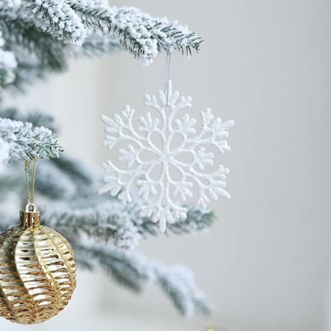 Christmas Tree Ornaments Decorations Set-116ct 1.18-6.5 Inch Assorted White Gold Shatterproof Decorative Hanging Christmas Ball Ornaments Bulk,Xmas Tree Tabletop Decorations for Holiday Decor