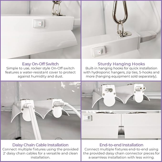 Active Grow Integrated Strip T5 2FT LED Grow Light - T5 Grow Lights for Indoor Plants, Flowers, Fruit, Tropical Plants & Germination - 10W - Red Bloom Spectrum - Linkable - 120-277V - 2-Pack