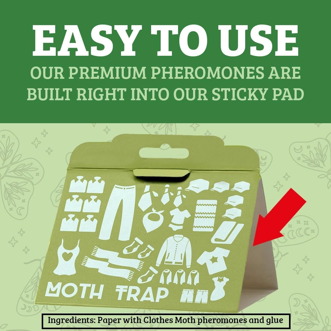 Clothes Moth Traps 6 Pack | Child and Pet Safe | No insecticides | Premium Attractant | Protect Clothes, Sweaters, Wool, Carpet | Safe Moth Killer