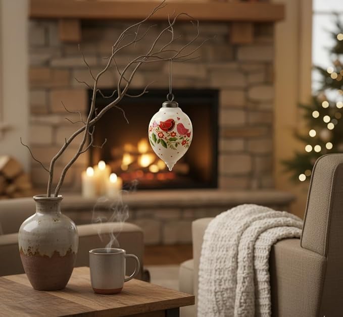 Faith Hope Love Ornament – Hand-Painted Glass Red Bird Ornament with Nest & Scripture Theme – Faith Based Christmas Ornaments for Christmas Tree, Family & Inspirational Holiday Décor