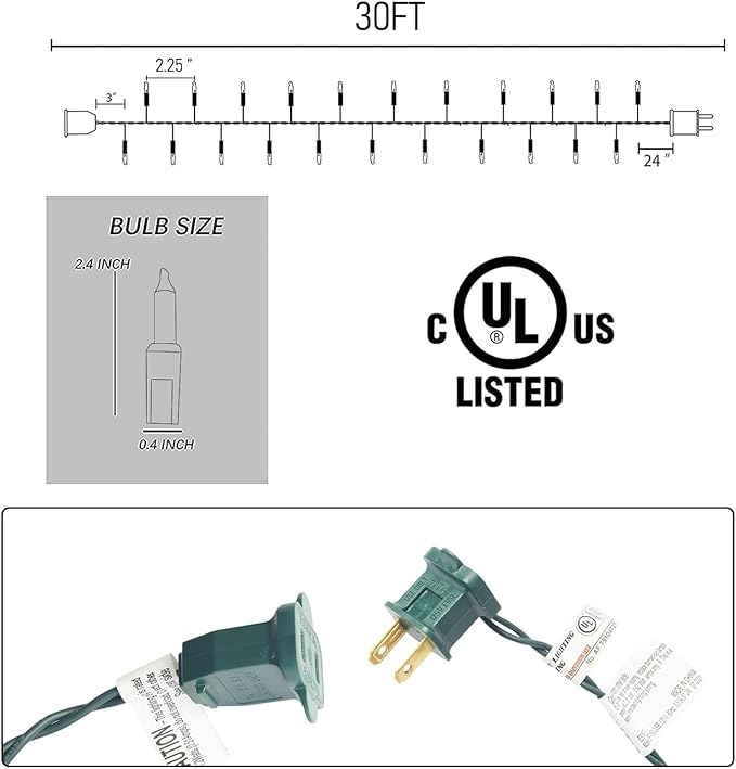 FUNPENY 60FT 300 Count Multi-Color Christmas String Lights, 2 Pack Clear with Green Wire for Indoor/Outdoor Christmas Tree, Xmas Party & Holiday Home Decorations