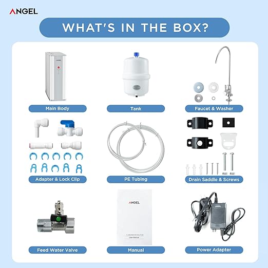 ANGEL Reverse Osmosis Water Filter, 7 Stage Under Sink Water Filtration System, 3-Year Long-Lasting RO Filter, 2:1 Pure to Drain, Reduces PFAS/PFOS, Fluoride, Chlorine, Bad Taste & Odor, Lead-Free