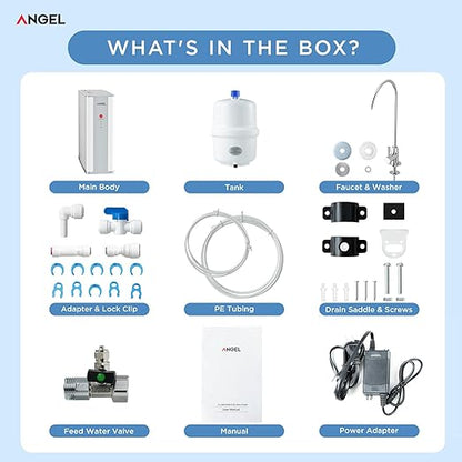 ANGEL Reverse Osmosis Water Filter, 7 Stage Under Sink Water Filtration System, 3-Year Long-Lasting RO Filter, 2:1 Pure to Drain, Reduces PFAS/PFOS, Fluoride, Chlorine, Bad Taste & Odor, Lead-Free