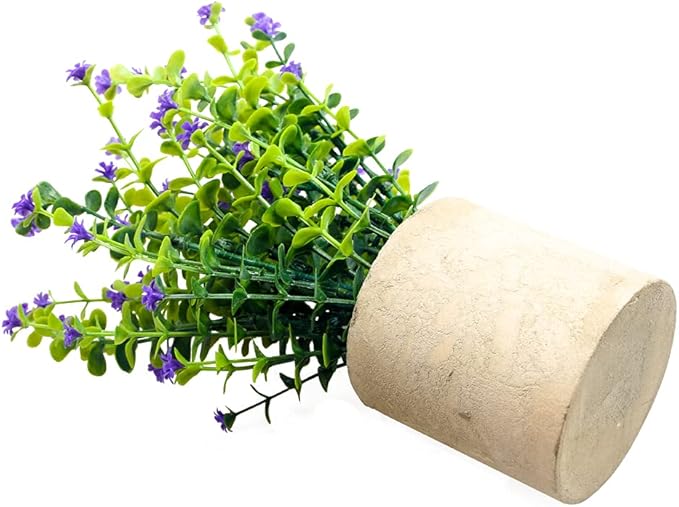 Artificial Mini Potted Plants Fake Plastic Milan Flower for Farmhouse Living Room Bathroom Office Desk Shelf Home Greenery Decoration (Purple)
