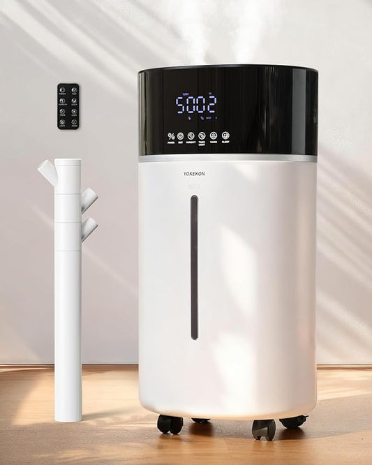 Yokekon Cool and Warm Mist Humidifier Large Room, 4.76Gal/18L Humidifiers for Home 2500 sq ft, Air Humidifiers for Bedroom with Diffuser&Extended Tube, Whole House Humidifiers for Nursery Baby Plants