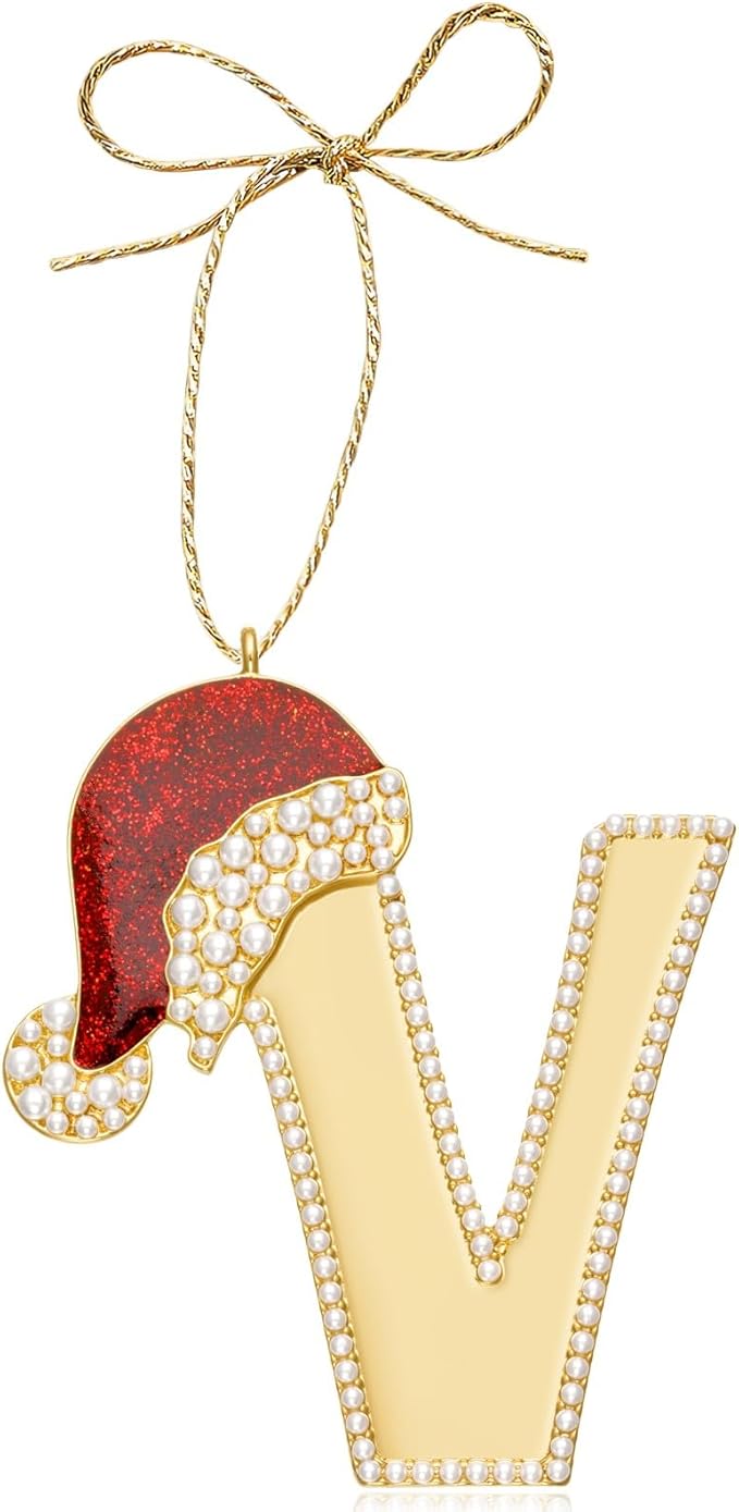 2025 Christmas Ornaments | Christmas Letter Ornaments for Xmas Tree Hanging Red Hat Ornament Gift for Mother Best Friends Sister Wife Men