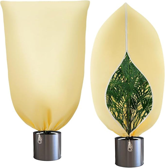 2 Pack Winter Plant Covers Freeze Protection, Thicker Frost Cloths Tree Covers with Zipper & Adjustable Drawstring, Antifreeze Protective Cover for Garden Shrub Plants, 78.7” x 94.5”