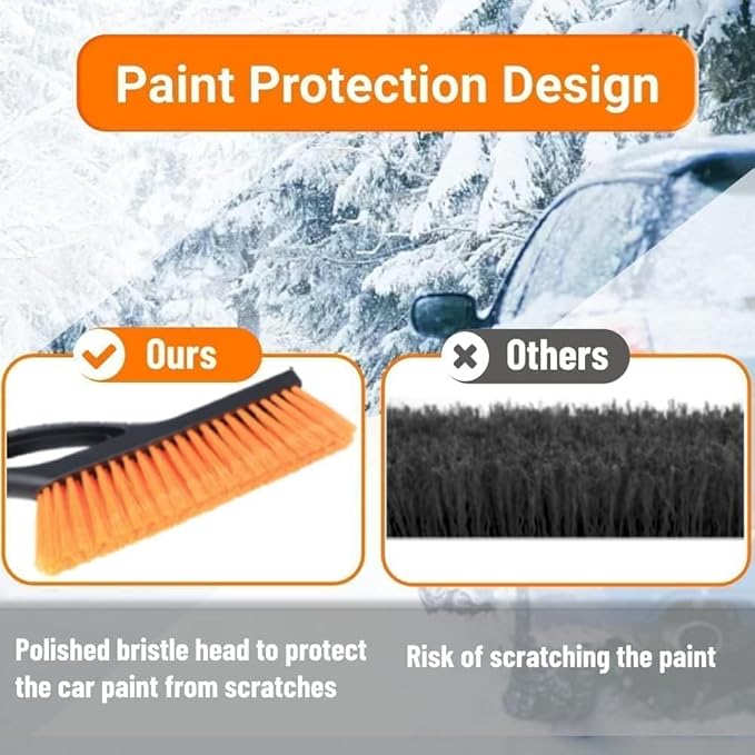 Snow Brush & Ice Scraper, 27 Inch, Ice Scrapers for Car Windshield, Detachable Snow Removal Tool with Ergonomic Foam Grip for Cars, Trucks, Suvs (Heavy Duty Abs, PVC Brush)