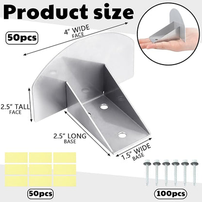 50 Pcs Snow Guards, Roofs Snow Guards, Stainless Steel Snow Stops, Prevent Sliding Ice Snow Stop Buildup with Adhesive Gasket and Screws for Metal Roofs Steel Roof Winter Supplies (Silver)