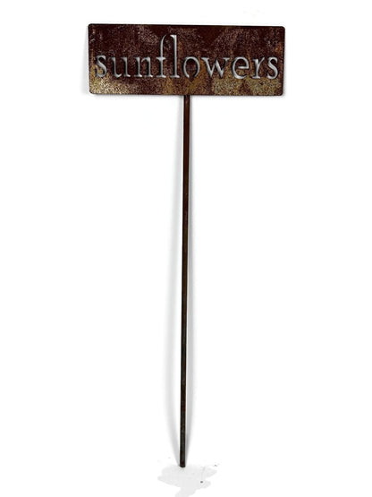 Classic Metal Garden Markers 19 Inches Tall (sunflowers, Naturally Rusted)