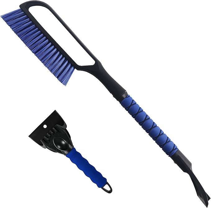 27" Snow Brush & Ice Scraper for Car Windshield, Detachable Snow Scrapers with Foam Grip for Cars, Trucks, SUVs