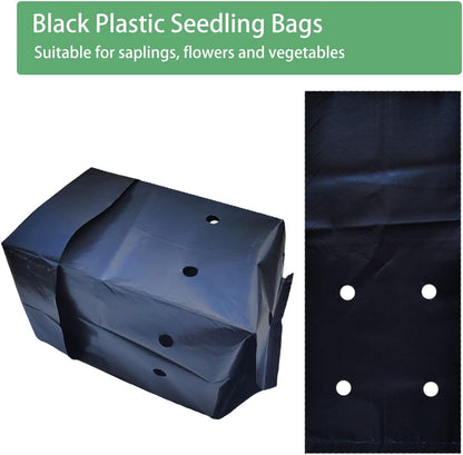 Belit 100 Pcs Plant Nursery Bags, Plastic Seedling Pots Container for Fruit Tree, Flower, Starting saplings, Plant Grow(3.5"x7.6")