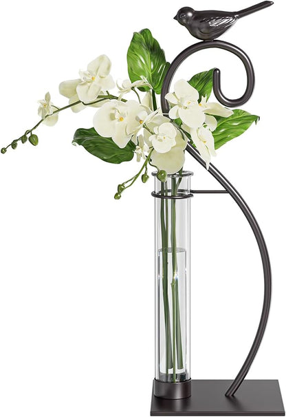 Marbrasse Plant Propagation Station, Plant Terrarium with Tubes Glass Vase, Desktop Glass Planter for Hydroponic, Plant Lover Gifts for Women Home Kitchen Office Garden Decor Terrarium Supplies