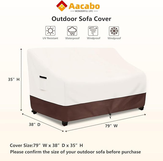 Outdoor Couch Covers,79 Inches Outdoor Sofa Cover, Waterproof Patio Furniture Cover,Furniture Covers for Patio Seating (Beige)