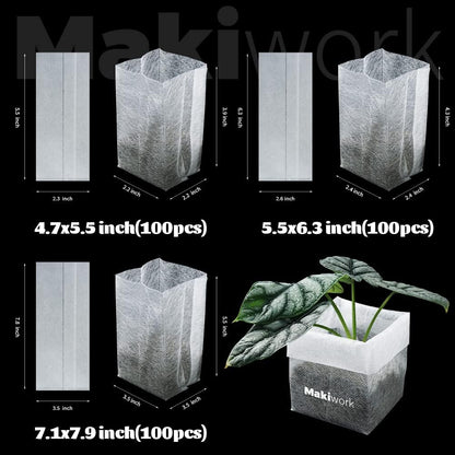 50 Pcs Non-Woven Plant Nursery Bags, Outdoor Plant Seeding Bags, Seedling Pots Container, Fabric Seedling Pots Plants Pouch, 11.02” x 11.02”/28x28cm