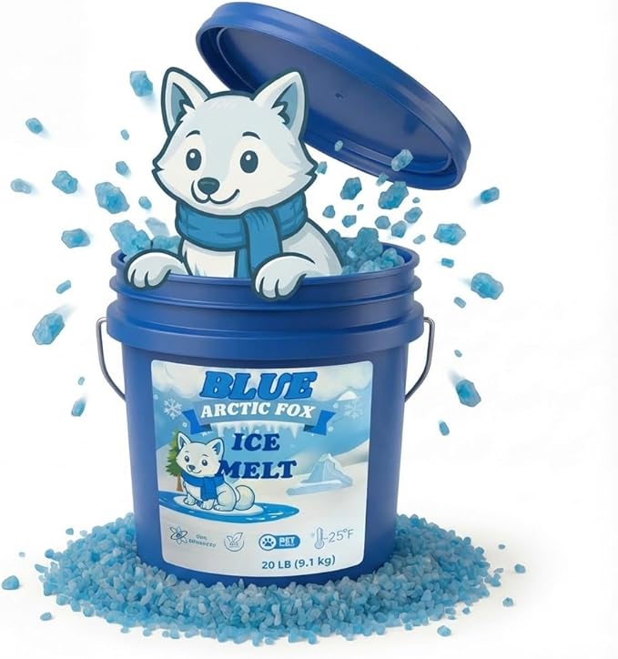 Blue Artic Fox CMA Ice Melt 8 lb Pet Safe De-Icer Works in Extreme Winter Conditions Safe for Driveways, Sidewalks & Steps