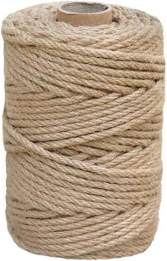 1/6 in (4 mm) X 164 Ft (50 Meters) Jute Garden Twine Rope String for Home Decorating, Cat Scratcher Post Tree, DIY Arts Crafts, Binding, Packing Material