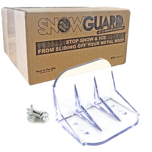 20 Pack Large Snow Guards for Metal Roofs – Heavy-Duty Polycarbonate with All-Weather Neoprene Washered Screws – Prevent Sliding Snow & Ice | Roof Snow Retention System | Made in USA