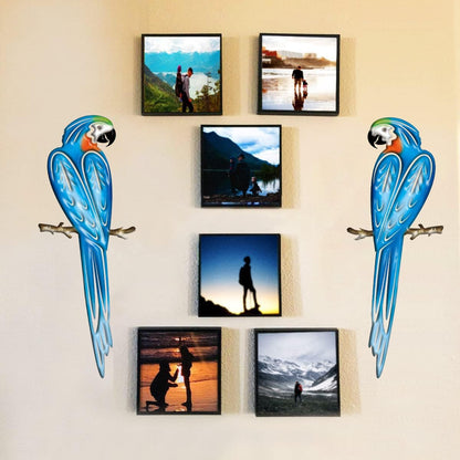 EiGreen Metal Bird Wall Art Decor 3D Outdoor Parrot Sculpture, Hanging Decor Suitable for Gardens, Fence, Patio, Living Room, Bedroom, Yard