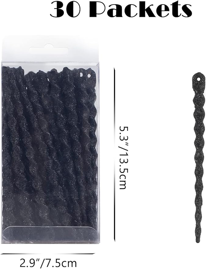 AMS Sparkling Glitter Plastic Icicle Ornaments 30 PCS Twisted Icicles Decoration Christmas Tree and Holiday Xmas Party Hanging (5.1'', Black)