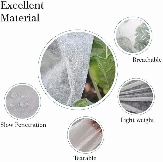 Agfabric Plant Covers Freeze Protection 72"x72"x12" 0.9oz Freeze Cloths for Plants Plant Frost Protection Covers Drawstring Bags Shrub Jacket Warm,White,2 Pack