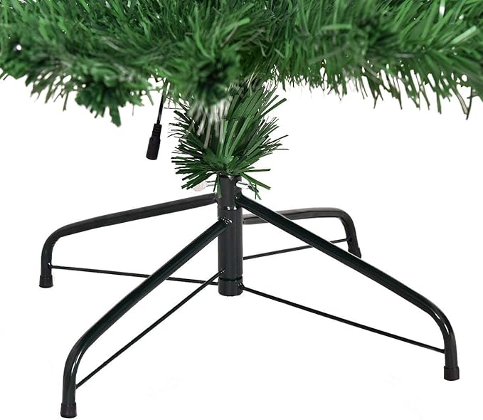 Happygrill 4FT Fiber Optic Artificial Christmas Tree, Pre-lit Xmas Tree Artificial Green Christmas Tree with Star Lights, Metal Stand, Full Xmas Tree for Holiday Decoration