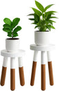 9" Reverse Dipped Wood Plant Stand, Wood Accent Stool,Milking Stool Set (12"+16" Tall)